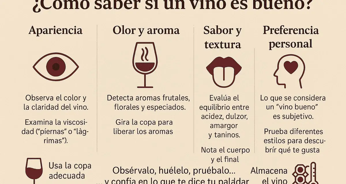 Guía para saber a que sabe el vino: observa apariencia, detecta aromas, evalúa sabor y textura, y confía en tu paladar.