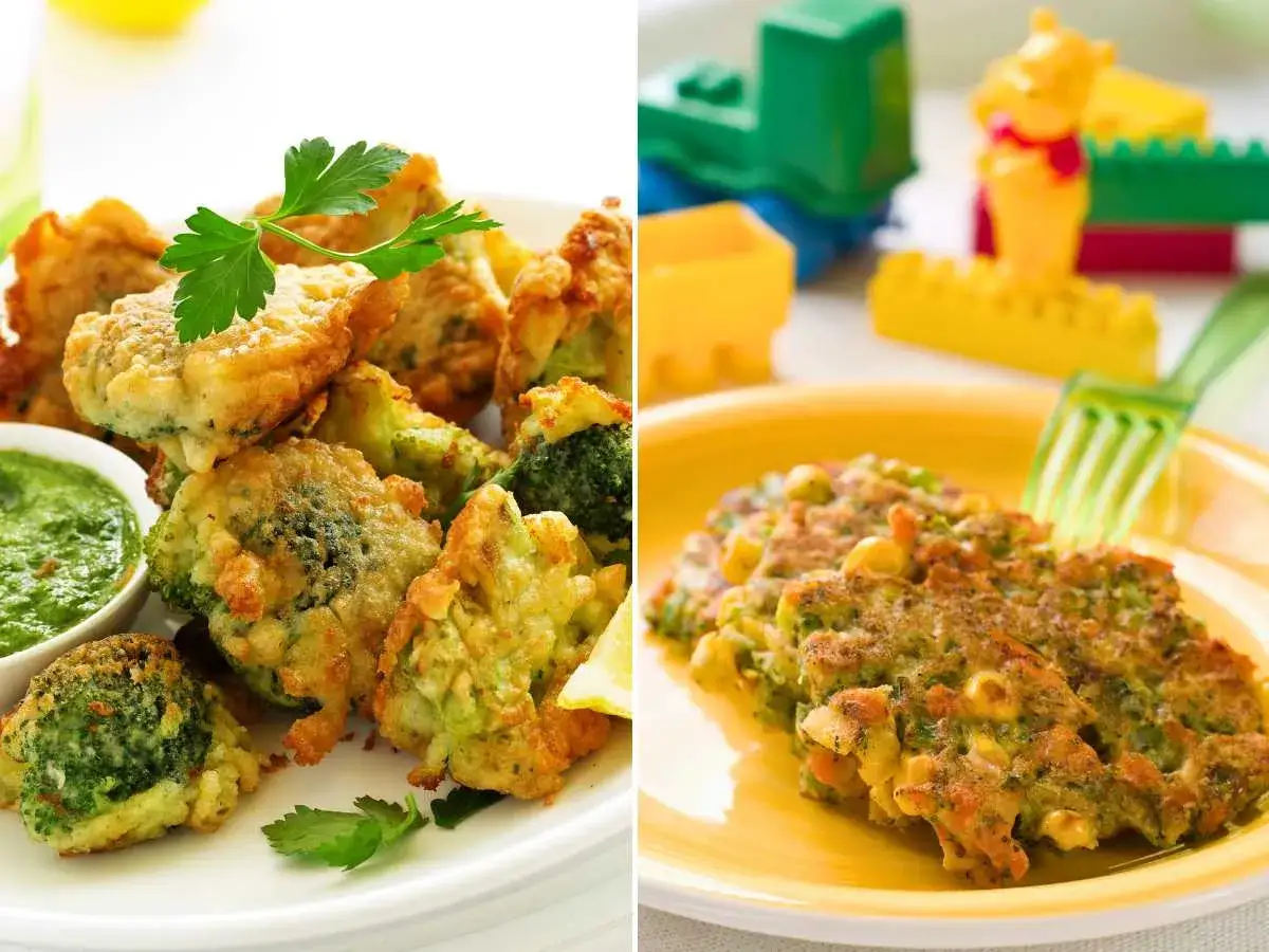 Dos deliciosas recetas con brócoli: buñuelos crujientes con salsa verde y tortitas saludables con maíz. ¡Ideales para toda la familia!